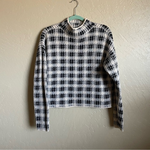 Ann Taylor Plaid Mock Neck Long Sleeve Sweater - Picture 2 of 6